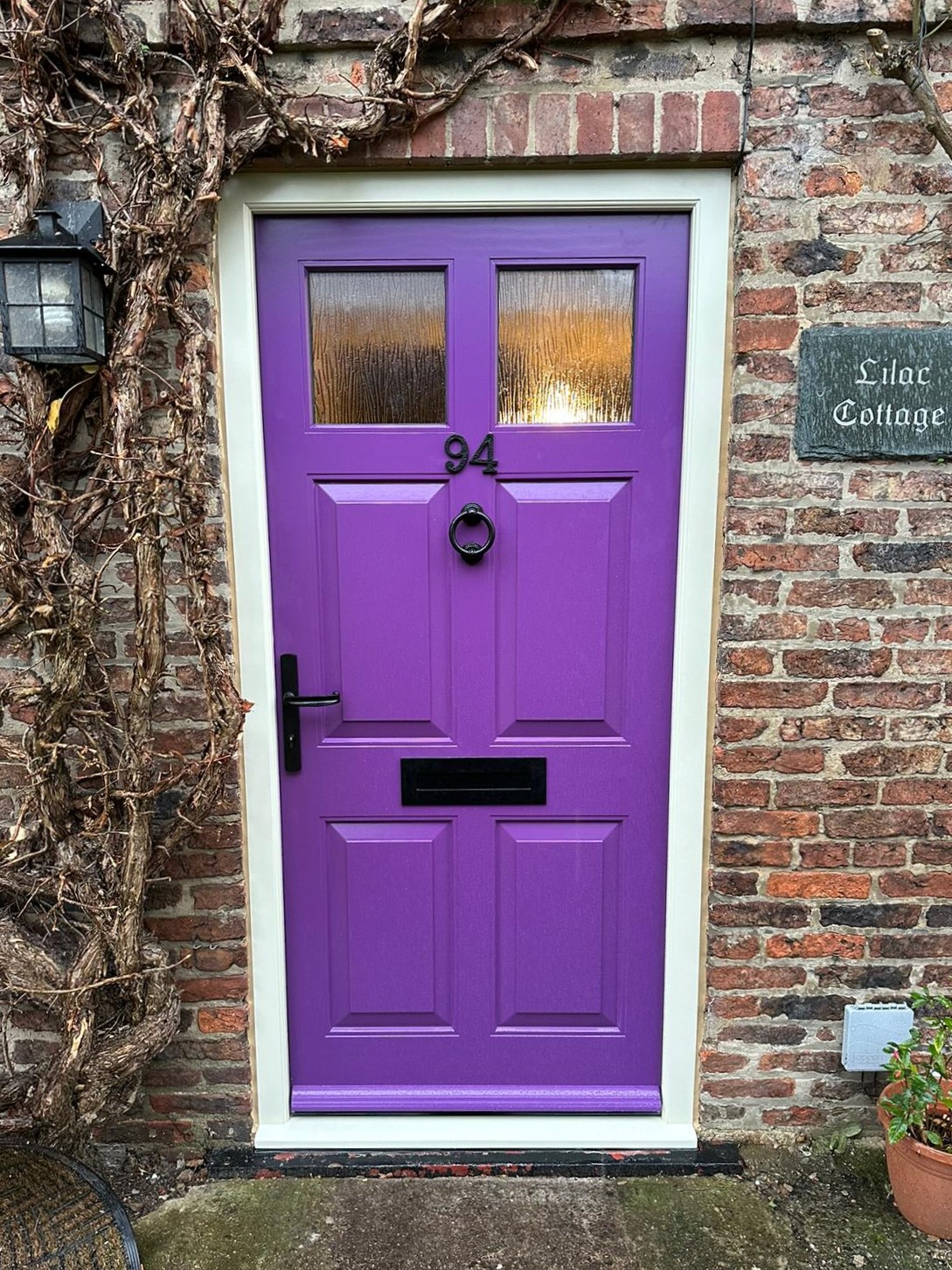 1028 Six Panel Lilac Door - Two Obscure Lights in Top Panels 3