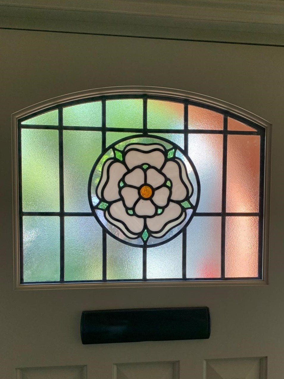 1930s Style Stained Glass Yorkshire Rose Detail 