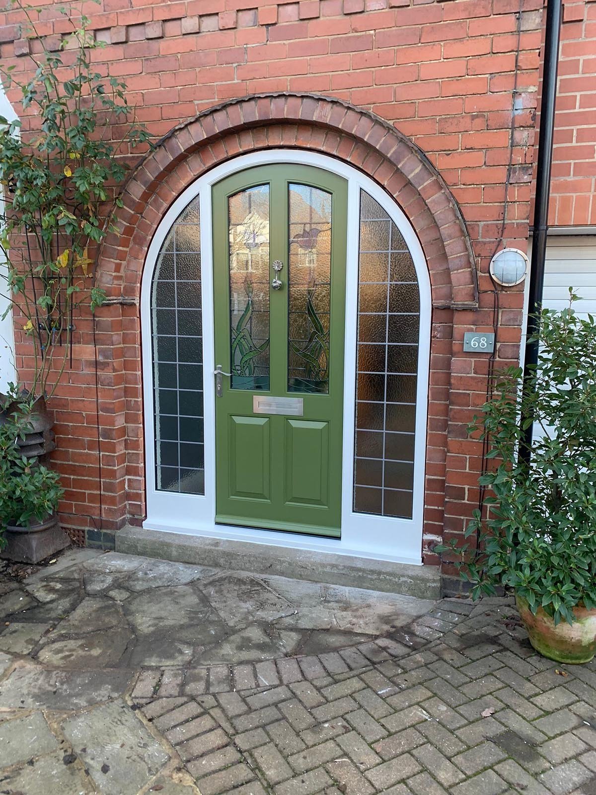 Curved Head door, Stain glass