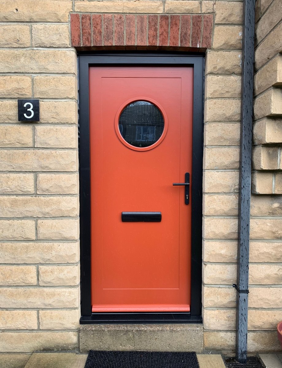 Orange & Black Modern Door with Circular Window 5 External