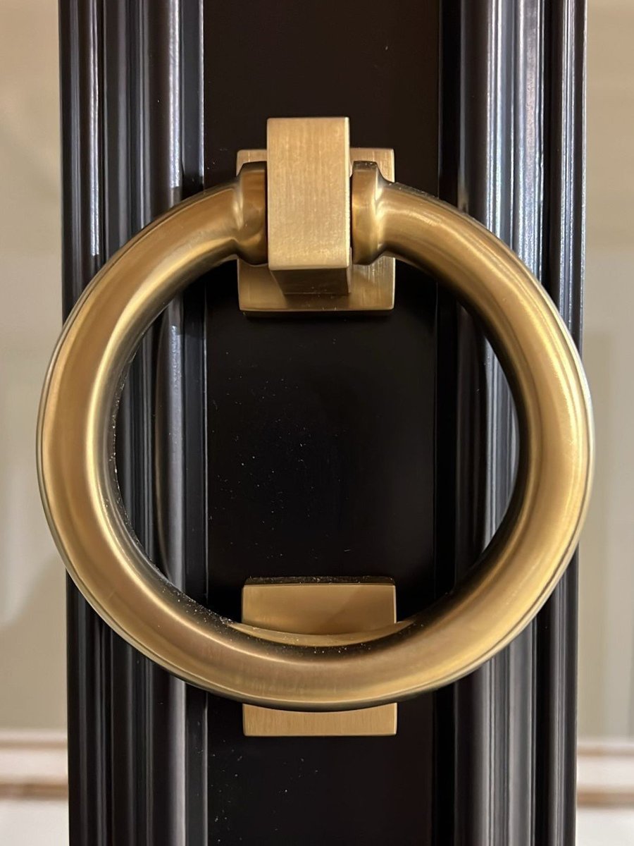 Satin Brass Ring Knocker - Black Door